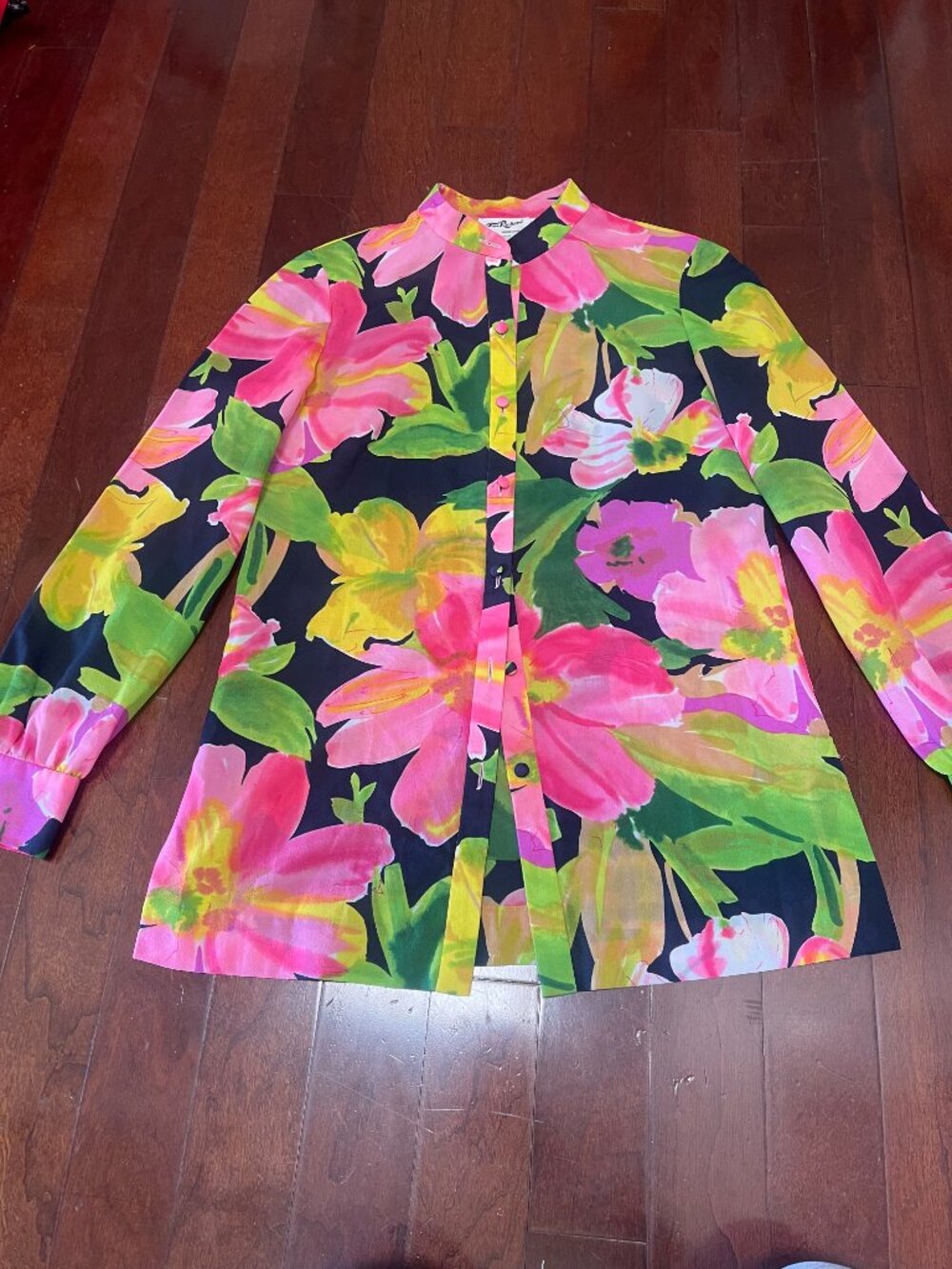 Vintage Tori Richard Floral Blouse Size 10 Tropical Print - Picture 6 of 7